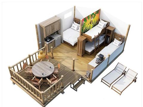 Tente en toile et en bois 5 personnes - SunLodge Jungle
