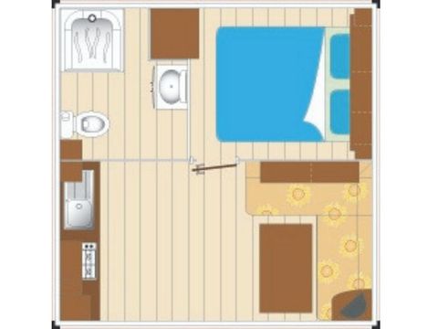 MOBILHOME 4 personnes - Mh Cocoon 4P 1CH 16m² Dim