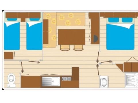 MOBILHOME 4 personnes - Mh Cocoon 4P 2CH 23m² Dim
