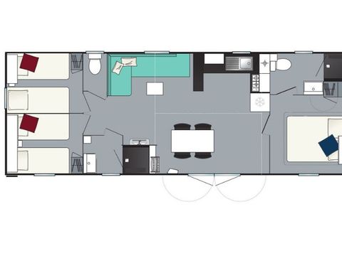 Mobilhome 6 personnes - Copy Confort 6 personnes 3 chambres 2 sdb 37m²