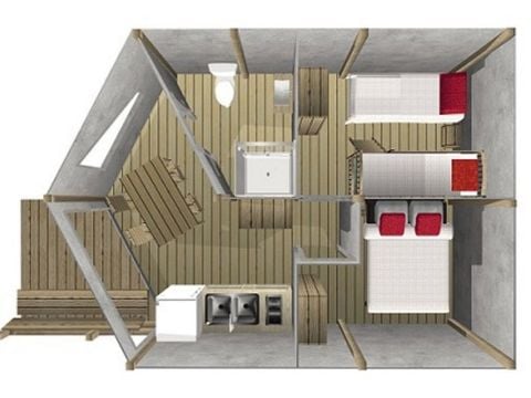 BUNGALOW TOILÉ 5 personnes - Junior 2 chambres 21m²