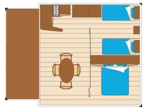 Bungalow toilé 5 personnes - Kiwi 2 chambres 25m² - sans sanitaires