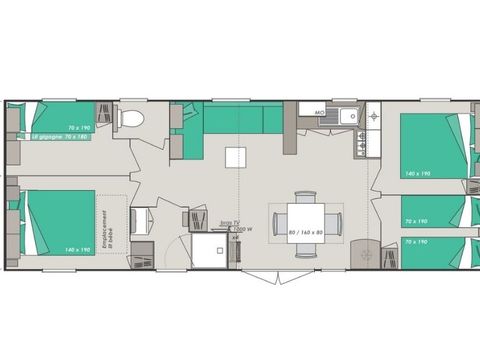 Mobilhome 8 personnes - Confort 4 chambres 37m²