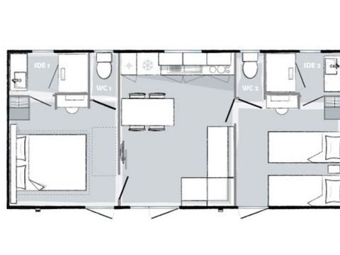 MOBILHOME 6 personnes - Mobil-home Premium 6 personnes 2 chambres 2 sdb