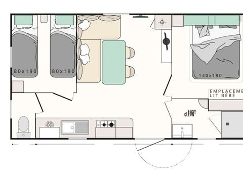 MOBILHOME 7 personnes - Mobil-home Evasion+ 7 personnes 2 chambres 28m²