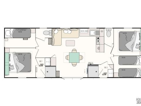 MOBILHOME 8 personnes - Mobil-home Confort+ 8 personnes 4 chambres 2 sdb
