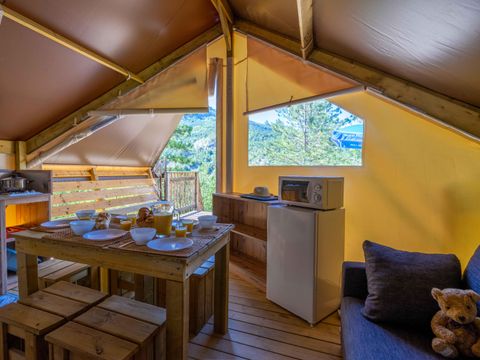 TENTE 5 personnes - Tente Junior sur pilotis 21m² (sans sanitaire)  2 chambres + terrasse