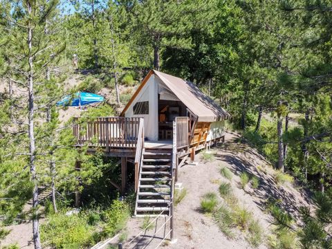 TENTE 5 personnes - Tente Junior sur pilotis 21m² (sans sanitaire)  2 chambres + terrasse