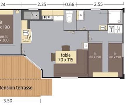 MOBILHOME 4 personnes - Loggia Confort 33m² - Bord de lac - Climatisation - TV