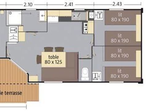 MOBILHOME 6 personnes - Loft Confort 32m² - Bord de lac - Climatisation - TV