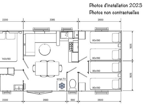 Mobilhome 6 personnes - Ciela Confort - 3 chambres - Vue sur le lac
