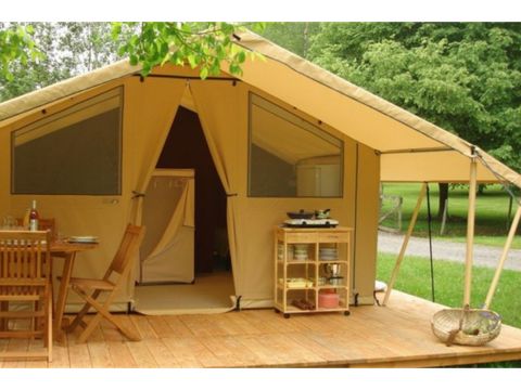 Tente en toile et en bois 5 personnes - Ecolodge