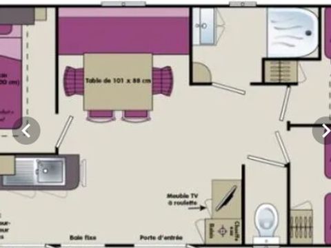 Mobilhome 7 personnes - Mobil-home | Comfort | 3 Ch. | 7 Pers. | Terrasse surélevée non couverte | TV