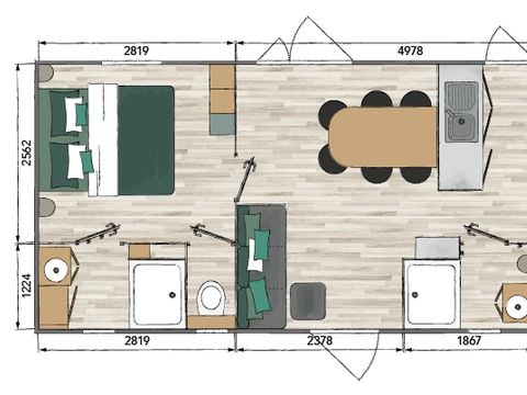MOBILHOME 6 personnes - Mobil-home Seychelles 3 chambres / climatisation, lave-vaisselle, 2 sdb
