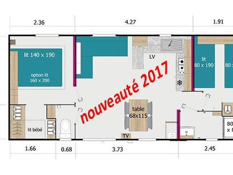 MOBILHOME 4 personnes - Mobil-home Morgane Premium 33m² (2 chambres) + terrasse couverte 4 pers