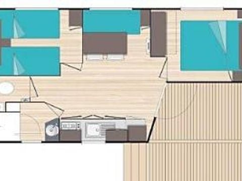 MOBILHOME 4 personnes - Mobil-home Lancelot Standard 25m² (2 chambres) + terrasse semi couverte 4 pers