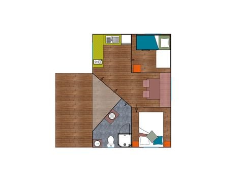 TENTE TOILE ET BOIS 4 personnes - Cabane d'Uther Confort 27m² (2 chambres) + terrasse semi-couverte 4 pers