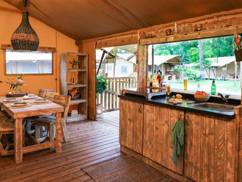 Tente en toile et en bois 6 personnes - Tente safari Flétan