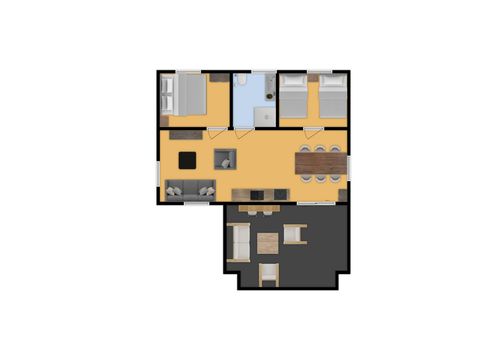 Tente en toile et en bois 5 personnes - Tente safari Loubine