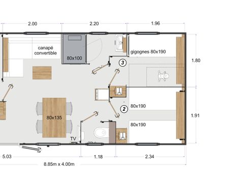 MOBILHOME 6 personnes - Mobile-Home 3 chambres