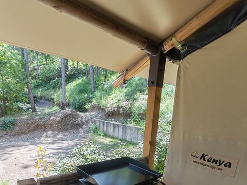 TENTE TOILE ET BOIS 4 personnes - Lodge Insolite Pinède 34 m² - 2 chambres + Terrasse couverte + Plancha - 4/5 pers