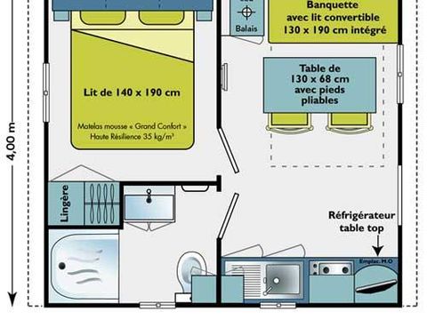 Mobilhome 2 personnes - Cottage - 1 chambre
