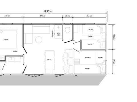 MOBILHOME 6 personnes - Crecy la Chapelle : STAR 3 Chambres - 1 SDB - 1 TV 1/6 pers
