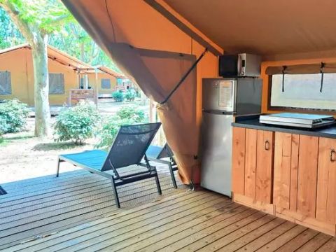 Tente en toile et en bois 5 personnes - Tente Eco Lodge | 2 Ch. | 4/5 Pers. | Sans SDB