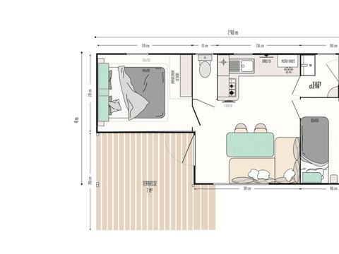 MOBILHOME 6 personnes - Mobil-home | Comfort | 2 Ch. | 4/6 Pers. | Terrasse simple | Clim.