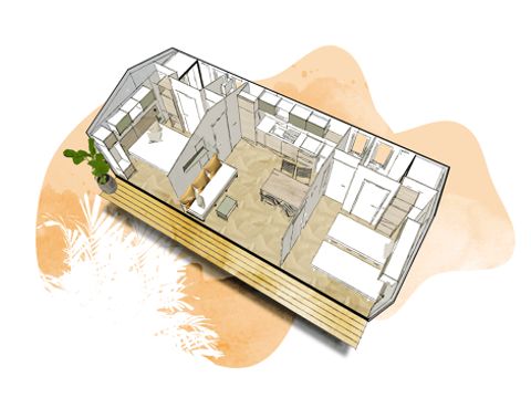 MOBILHOME 4 personnes - Prestige Climatisé avec SPA, 2 Ch, 2 salles d'eau, 2 WC (année 2025)