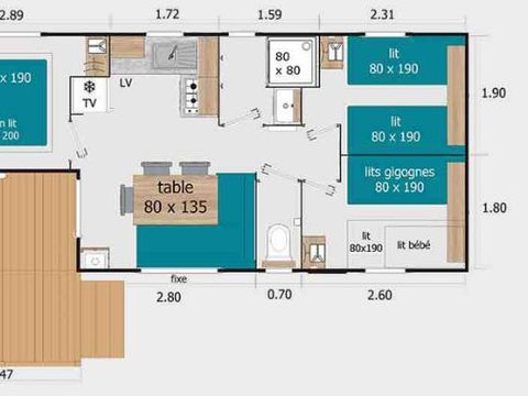 MOBILHOME 6 personnes - CONFORT 3 chambres