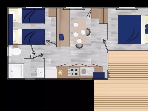 MOBILHOME 4 personnes - Cottage Privilège 3 Pièces 4 Personnes + TV