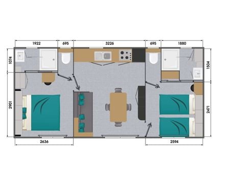 MOBILHOME 4 personnes - premium 2ch 4p avec SPA