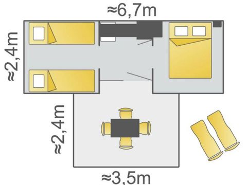BUNGALOW TOILÉ 4 personnes - COCO SWEET (sans sanitaire, sans eau, sans terrasse)