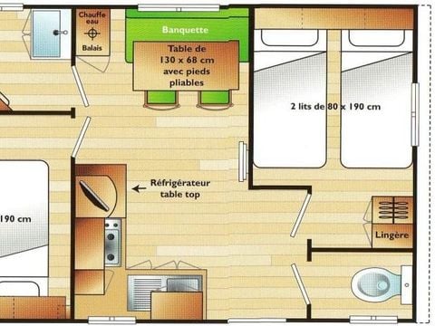 MOBILHOME 4 personnes - 24m2 - lits jumeaux