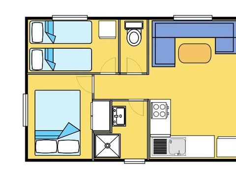 MOBILHOME 5 personnes - LOUISIANE - 2 chambres avec terrasse couverte - 22m²