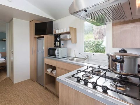 MOBILHOME 6 personnes - Premium 32m² - 3 chambres + TV + lave-vaisselle + Terrasse + draps + serviettes
