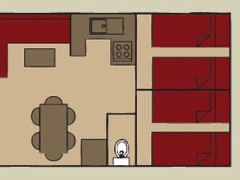 MOBILHOME 6 personnes - OHARA  CONFORT 3 chambres 6 personnes 32m2