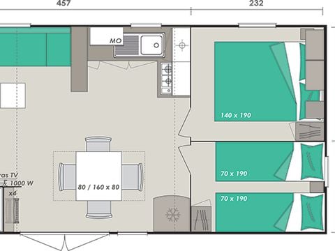 MOBILHOME 8 personnes - Confort - 4 chambres