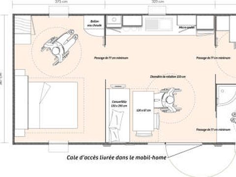 MOBILHOME 4 personnes - PMR Cottage Confort 29m² (2ch.-5pers.) + Terrasse couverte  + TV + CLIM
