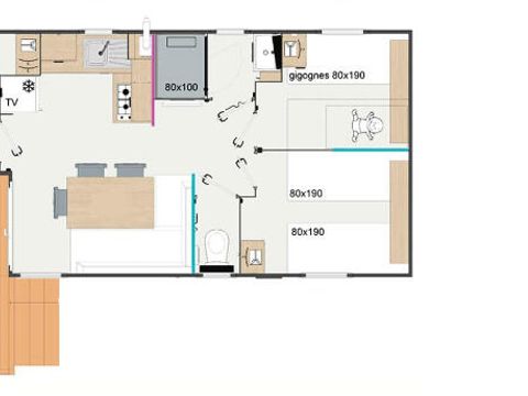 MOBILHOME 6 personnes - Mobil Home Classique Plus 4 Pièces 6 Personnes + TV