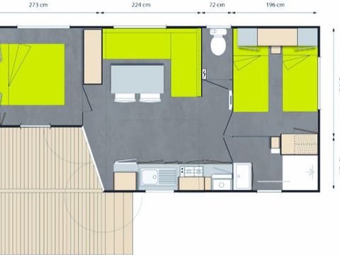 MOBILHOME 4 personnes - Tahiti 32 m²  + Climatisation 4 personnes