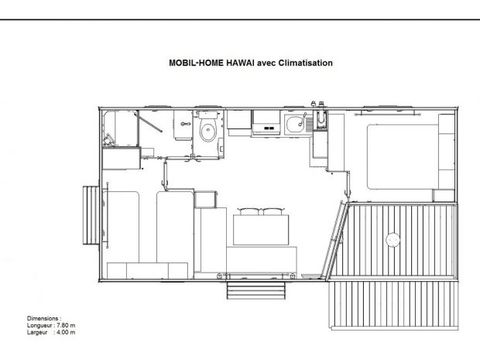 MOBILHOME 4 personnes - Hawaï  32m2 + Climatisation PRIX POUR 2 PERSONNES