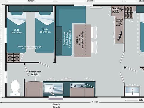 MOBILHOME 4 personnes - Cottage des Pins 2 CH - 4 PERS 28 m² - TV 