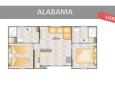 MOBILHOME 6 personnes - ALABAMA CONFORT - 2 chambres - TV - CLIM - LV - LL