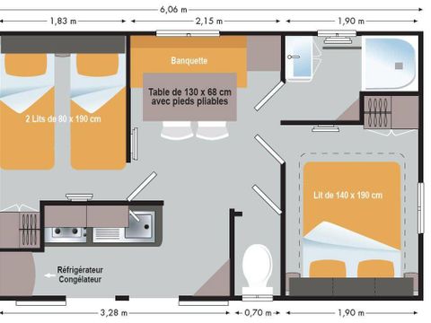 MOBILHOME 4 personnes - MH2 SUPER VENUS 22 m²