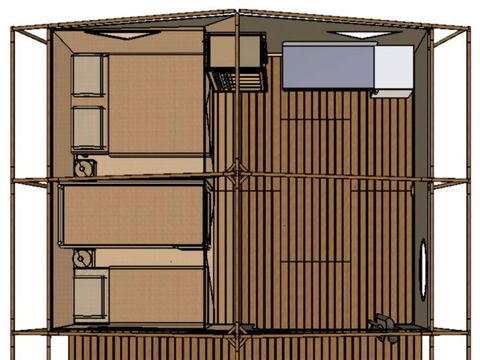 Tente en toile et en bois 5 personnes - LODGE CANADA sans sanitaires 20 m²