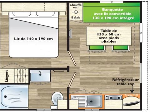 MOBILHOME 2 personnes - MH1 ASTRIA 16 m²