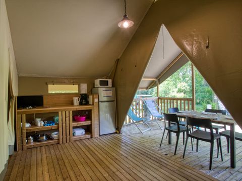 Tente en toile et en bois 5 personnes - Lodge Wood 23m² - 2 chambres