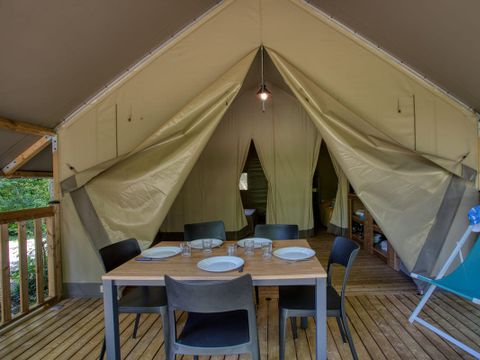 Tente en toile et en bois 5 personnes - Lodge Wood 23m² - 2 chambres